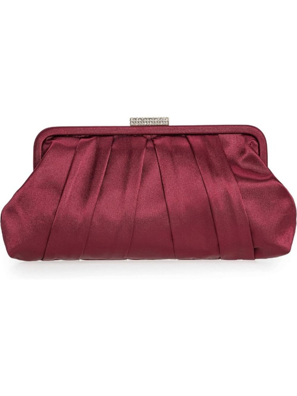 Elegant Pleated Satin Clutch Bag with Diamante, Perfect for Weddings & Formal